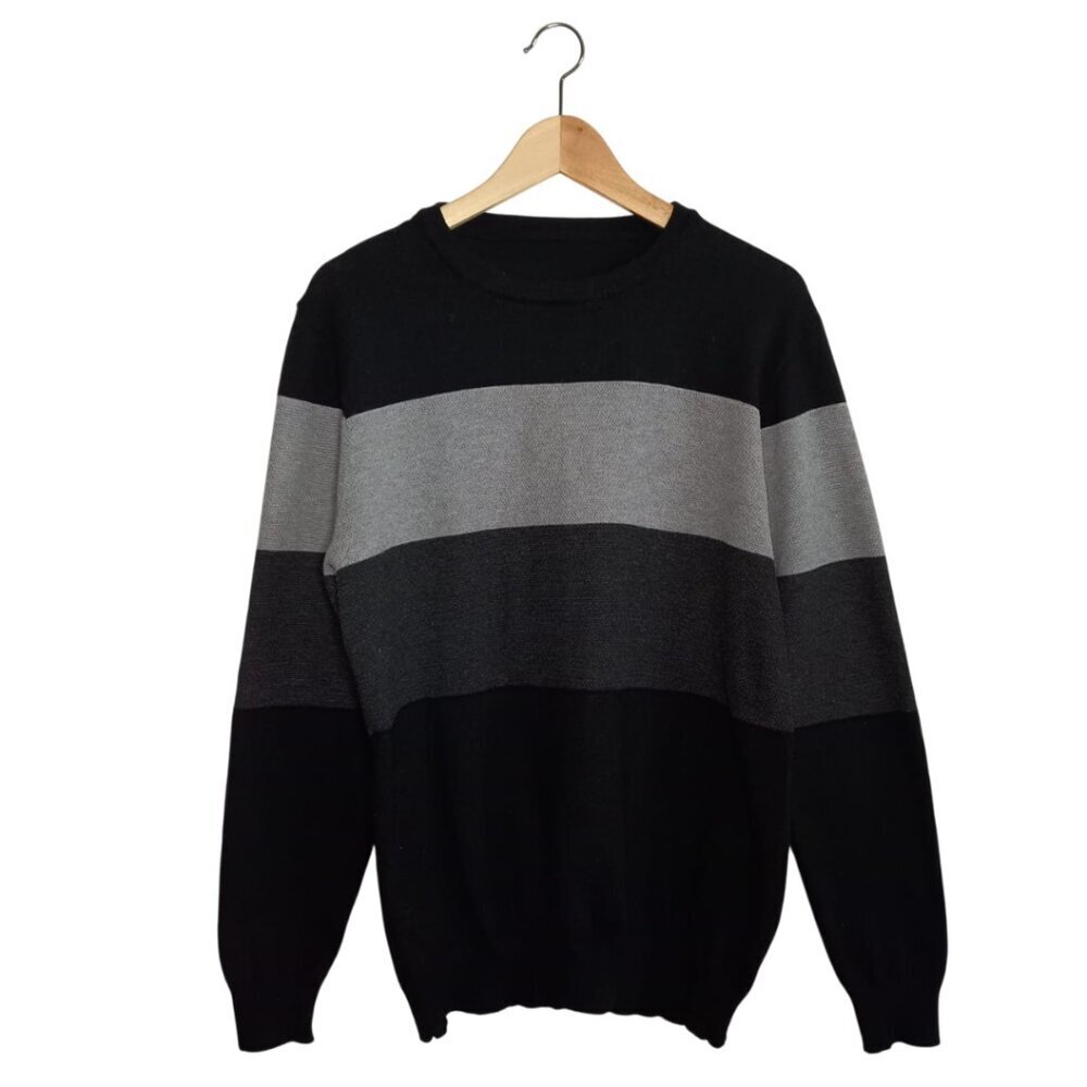 Men’s Black & Gray Colorblock Sweater – Size M